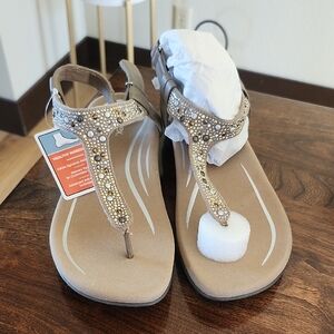 Aetrex Marni Slungback Taupe Sandals